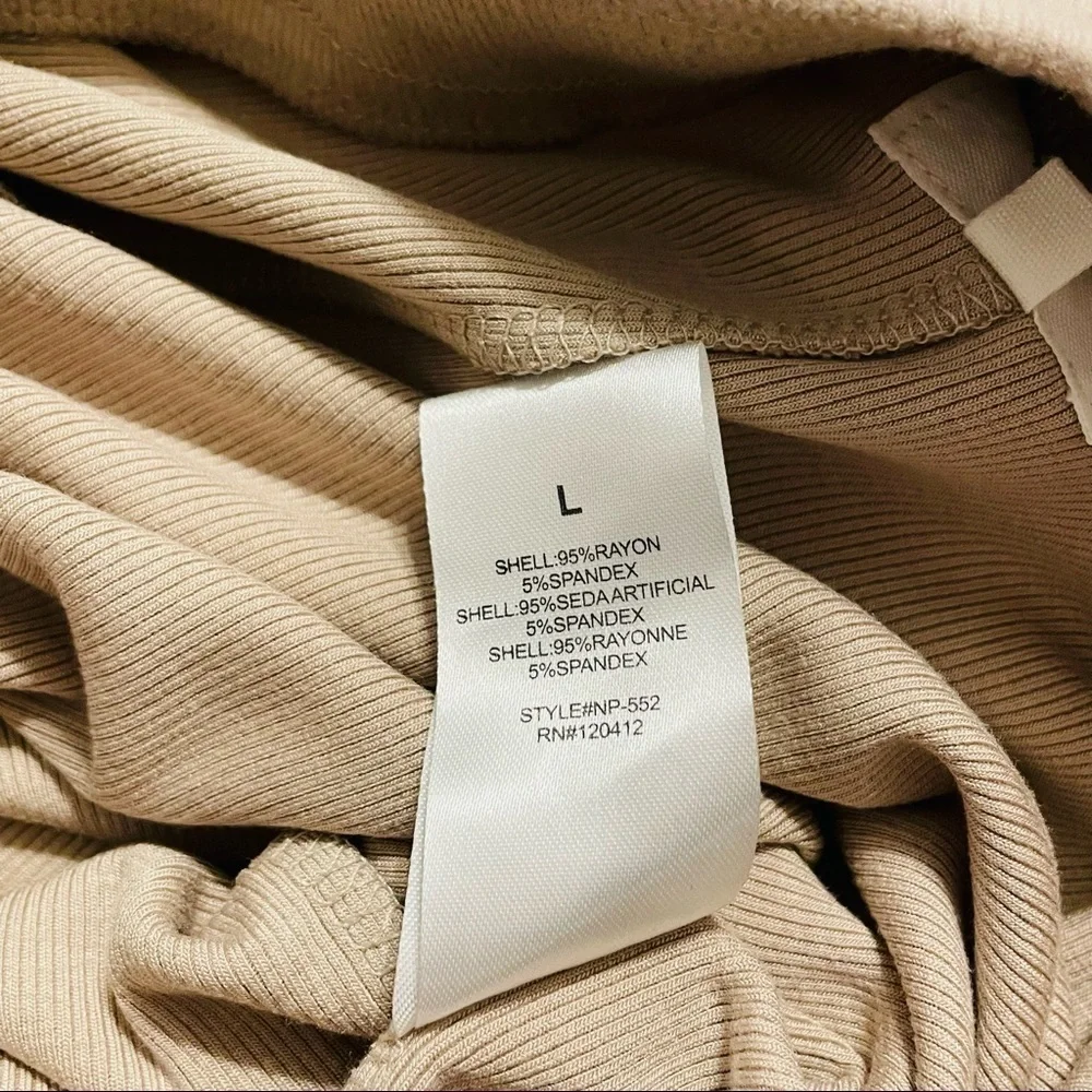 NIA Straight Leg Taupe High Waist Soft Lounge Puddle Hem Drawstring Pants. Sz L